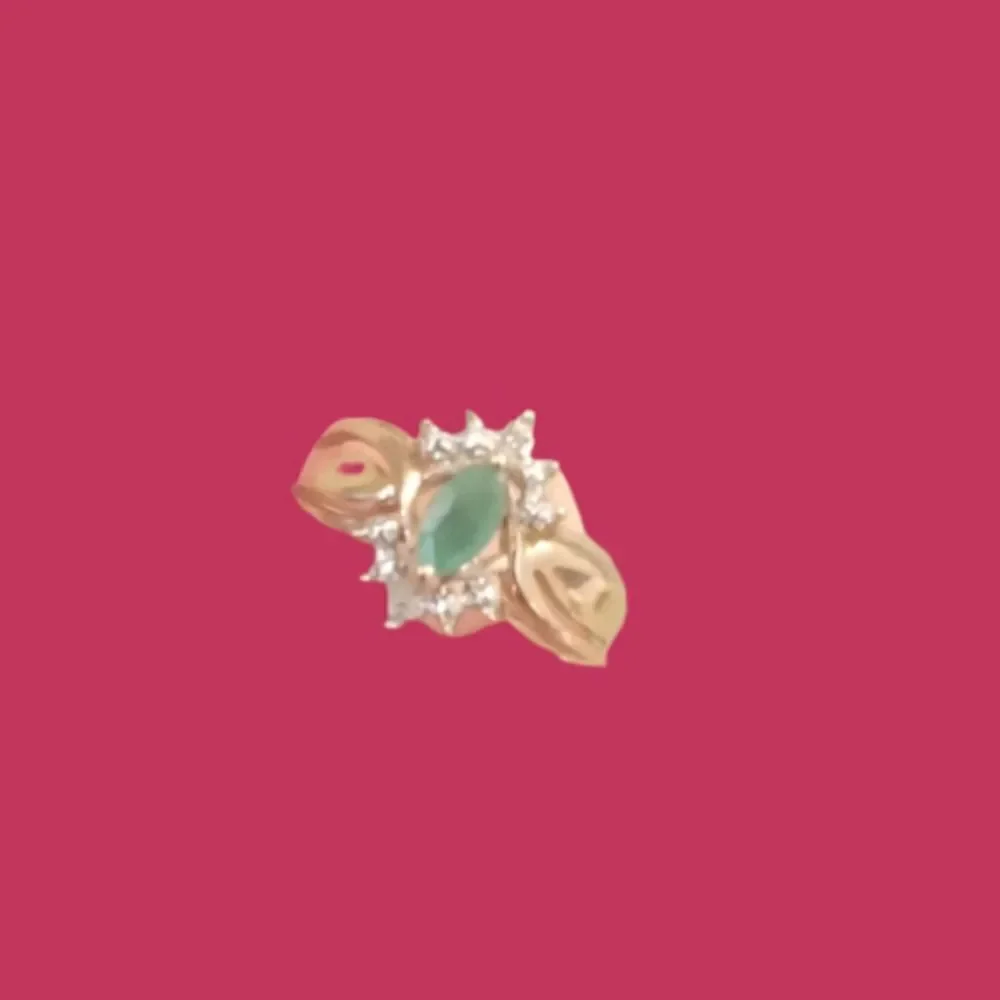 14K Marquise cut Emerald and diamond ring. Size 8 - Picture 2 of 13
